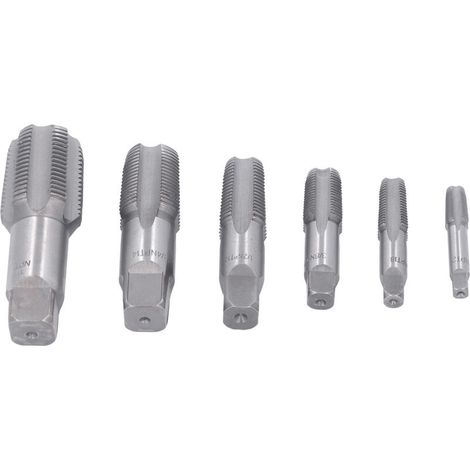 6 pièces robinet de tuyau NPT 1in 3/4in 1/2in 3/8in 1/4in 1/8in Kit d'outils de taraudage de filetage en acier au carbone pour PVC (1/5)