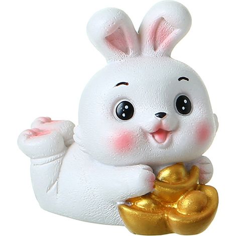 Lindo conejito decorativo de resina, 2023. Conejo, símbolo de Año Nuevo de China, símbolo de buena suerte, mascota de la salud, multicolor, varios tamaños. (1/5)