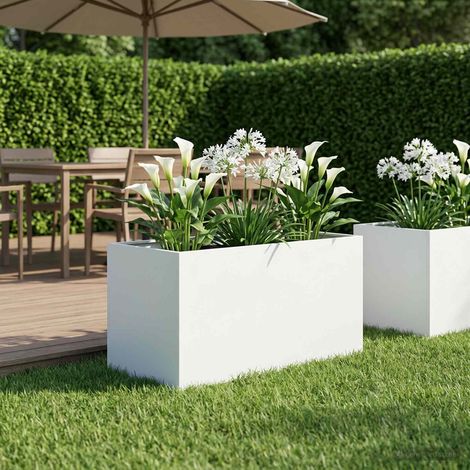 vidaXL Macetero de Jardín Blanco 100 x 50 x 50 cm (1/5)