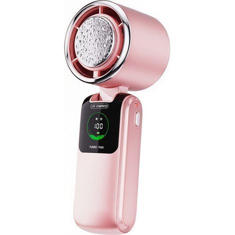 Turbo Cooling Fan — 4000 mAh Rechargeable Battery, 16 Hour Battery Life — Mini Portable Battery-Powered Fan (Pink) (1/5)