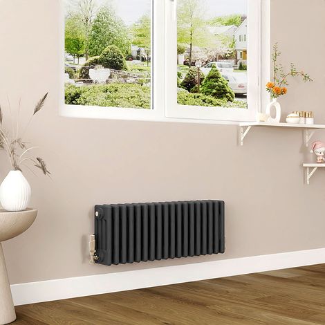 AICA 300x830mm Anthracite Horizontal Traditional Radiator Cast Iron 4 Column Heating UK