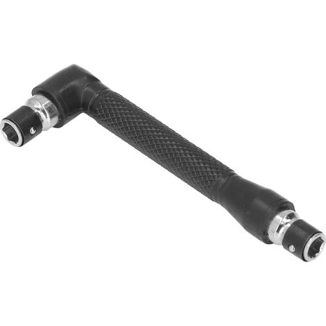 Clé à douille coudée 90° en L double tête avec embout hexagonal 1/4 pouce, adaptateur tournevis angle droit en fer et ABS noir (1/5)