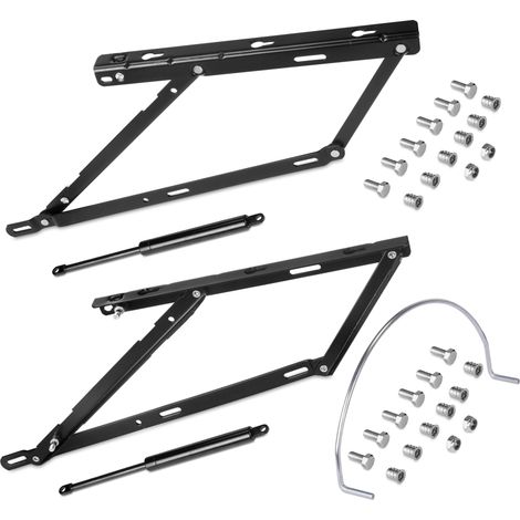 emuca juego de mecanismos elevables para cama canapé, apertura frontal, para camas de 135 cm, acero, pintado negro