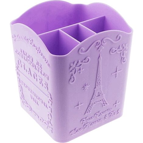 Boîte De Rangement À 4 Compartiments - Pour Stylos Crayons Outils De Manucure Et Cosmétiques - Motif Tour Eiffel - 1 Pièce (1/5)