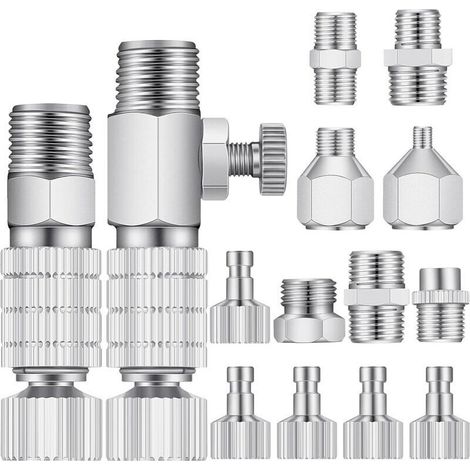 Ensemble d'adaptateurs pour pistolet pulvérisateur, 14 pièces, accessoires à déconnexion rapide pour pistolet pulvérisateur, adaptateur à déconnexion rapide pour tuyau pour compresseur d'air (1/4)
