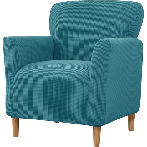 Housse de Fauteuil Ultra-Élastique en Tricot avec Accoudoirs Bleu Turquoise (1/5)