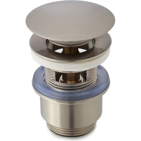 Piletta di scarico click clack universale per lavabo e bidet con troppo pieno in ottone satinato Vajont (1/3)