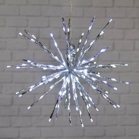 Boule lumineuse à branche 45cm 160 LED blanc froid flash argentée Lotti (1/5)