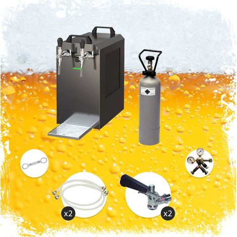 Komplett Set - Zapfanlage STREAM 80 Bierkoffer, Bierzapfanlage, Durchlaufkühler 2-leitig Trockenkühler, Zapfkopf:5 Liter Adapter,Zapfkopf 2:Köpi (1/5)
