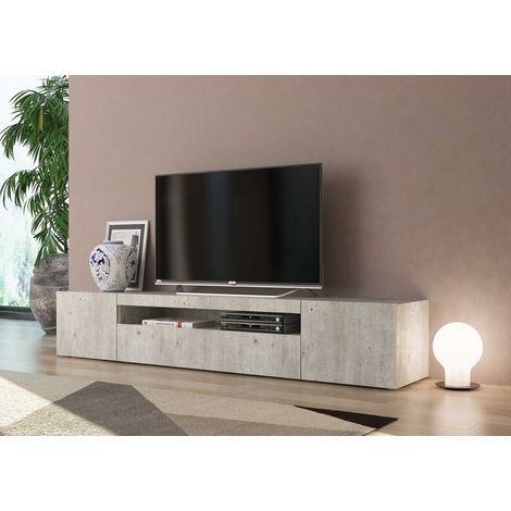 Meuble TV moderne 200 cm gris béton Adilah (1/3)