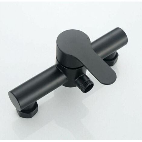 Robinet de douche de baignoire noir en acier inoxydable salle de bain baignoire douche robinet pommeau de douche mitigeur mural (1/5)