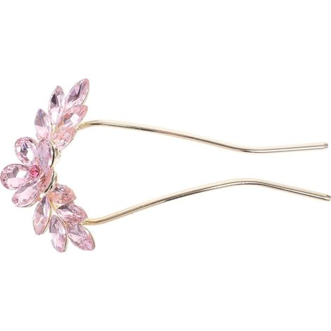 Große, U-förmige Haarnadel aus Metall und Kristall in Blumenform (1/5)