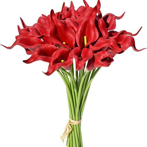 10 Pezzi Fiori Artificiali di Calla, realistici per Mazzi da Sposa, decorazione casa, piante finte per interni (vaso escluso) (1/5)