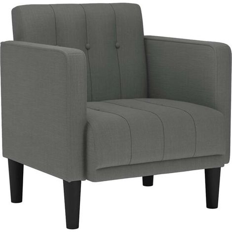 Fauteuil de salon avec accoudoirs – Assise ergonomique 53 cm en tissu gris foncé, design moderne et confortable pour intérieur (1/5)