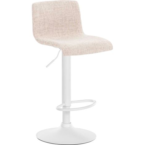 Sgabello da bar x1 in tessuto crema con struttura e poggiapiedi in metallo bianco stile moderno 100005633