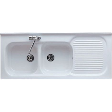 Lavello cucina 2 vasche per mobile 122x50 h5 in ceramica con