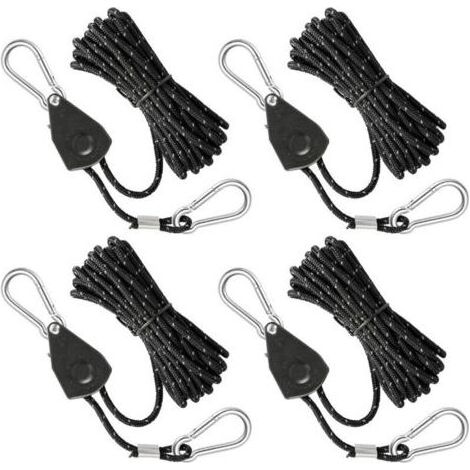 Corde Réfléchissante 4mm x 4m pour Tente - Lot de 4 Pièces avec Tendeur Aluminium - Idéal pour Camping et Randonnée (1/5)