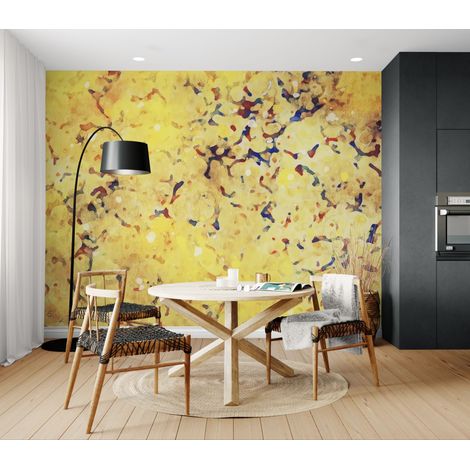 Papier peint Abstrait – texture jaune artistique - 150 x 250 cm (1/2)