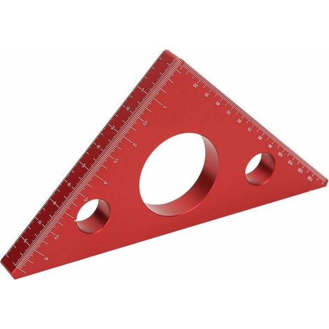 BRAVIX Règle d'angle en alliage d'aluminium de 45 degrés, règle de triangle métrique de pouce, outil de disposition carrée, outil multifonction carré de menuisier d'atelier de menuiserie