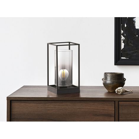Tischlampe SAMU Schwarz mit Rauchglas, Höhe 30cm (1/5)