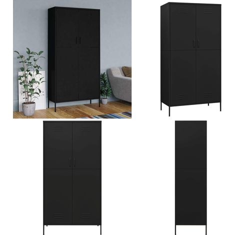 Garde-robe Noir 90x50x180 cm Acier - Armoire - Meuble Rangement - Placard - Dressing - Wardrobe - Home & Living (1/5)