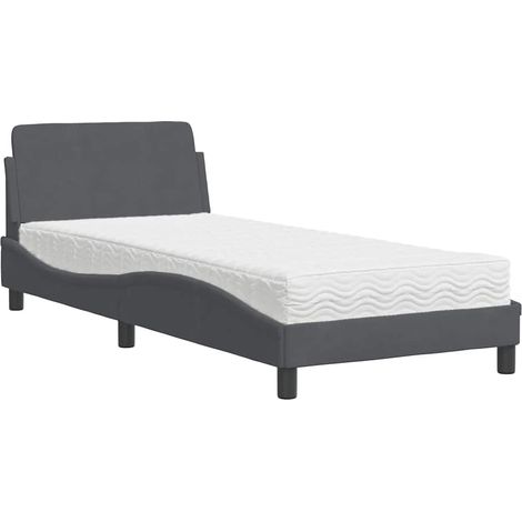 Maison Exclusive - Bett mit Matratze "Dover" Dunkelgrau 80x200 cm (1/5)