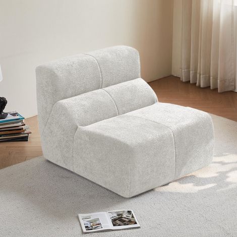 Pouf ergonomique en velours pluie, canapé individuel confortable, design moderne, parfait pour salon, bureau et petites appartements – Beige (1/5)