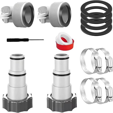 Set of 4 Swimming Pool Hose Adapters, Pool Hose Adapters, Pump Hose Adapters, Replacement Inner Thread, Connector for Pool Hose Diameter 32 and 38 mm (1/5)