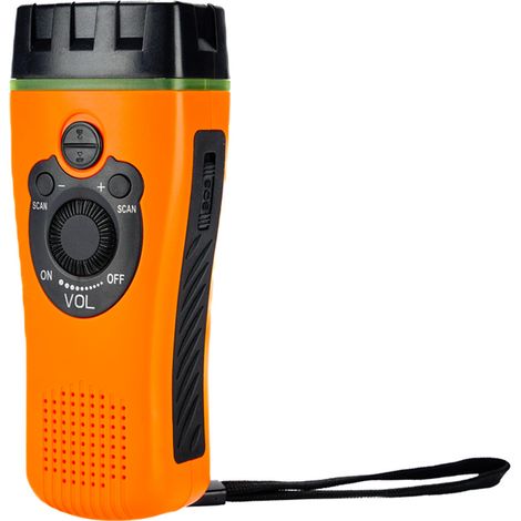 Lampe de secours extérieure – Radio à manivelle – Lampe torche à manivelle – Radio portable – ABS – Orange (1/3)