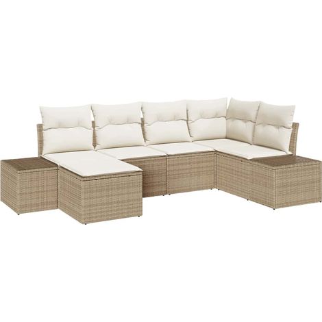 Maison Exclusive - Garten-Sofa-Set mit Kissen 6 pcs Beige und Cre