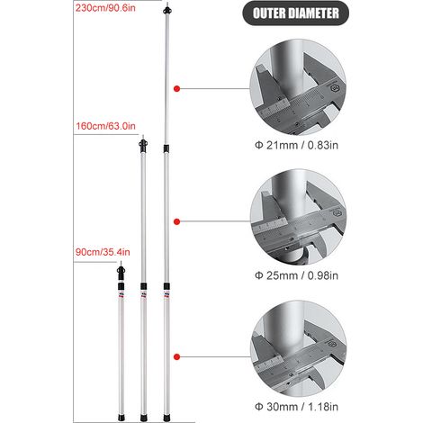 2 pièces épaissir le poteau de tente en alliage d'aluminium tiges de support réglables abri de plage bâche auvent poteaux de remplacement accessoires pour camping randonnée sac à dos (1/5)