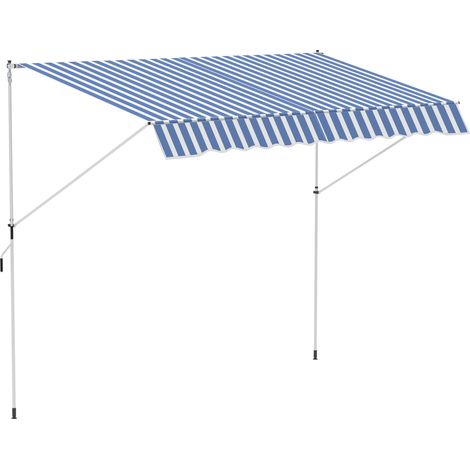 Easycomfort Tenda da Sole a Bracci 3x1.5m con Manovella e Struttura Telescopica, Bianco e Blu (1/5)