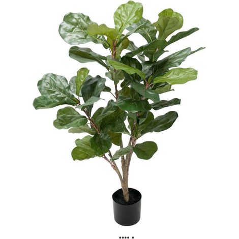 Ficus Lyrata factice tronc PE en pot Figuier factice H90cm D65cm Vert - dimhaut: H 90 cm - couleur: Vert (1/3)