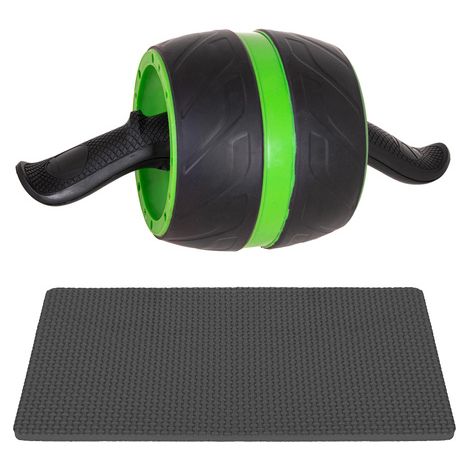 "Roller per il massaggio, cerchio per gli esercizi con tappetino da posizionare sotto le ginocchia di colore nero-verde"