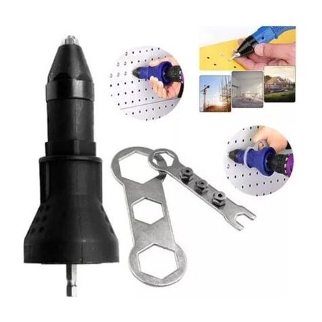Adaptateur riveteuse pour perceuse sans fil pistolet à riveter électrique, kit 3 têtes (1/5)