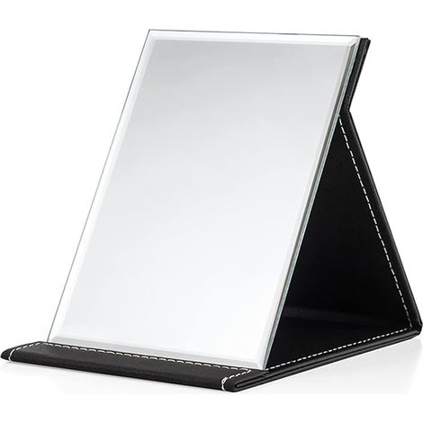 Her Kindness Miroir de Poche Miroir de Maquillage Pliable,Miroir à Maquillage Portable avec Housse Rembourrée en Cuir PU Noir,pour Coiffeuse,Bureau,Voyage (1/5)