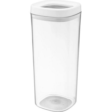 KADAX Boîte de rangement transparente en plastique avec couvercle pour farine, céréales, sucre et pâtes (1800 ml, blanc) (1/5)