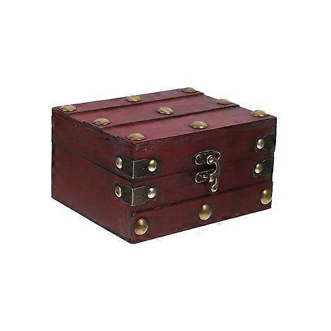 Retro-Schmuckkästchen, Schmuckaufbewahrungsbox, Erinnerungskästchen, Schatztruhe (Rot)