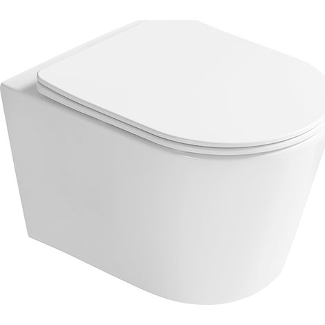 Mexen Rico inodoro Rimless Tornado con asiento de cierre suave slim, duroplast, blanco brillo - 3072L4000T (1/2)