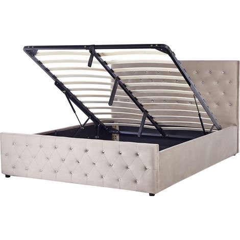 Ottoman Bed Velvet AMIENS 160 x 200 cm (EU King Size) Taupe (1/5)