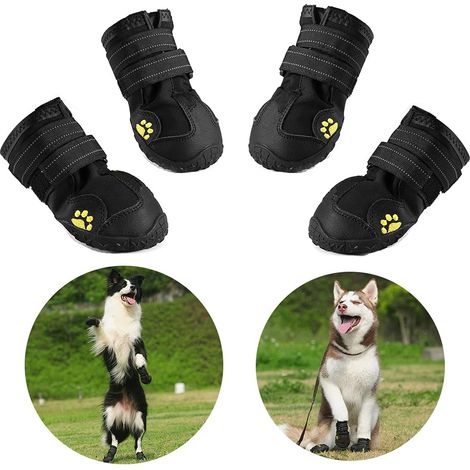 Filiyano-Bottes de protection pour chiens, bottes imperméables avec sangles réfléchissantes réglables pour chiens moyens et grands (2) (1/5)