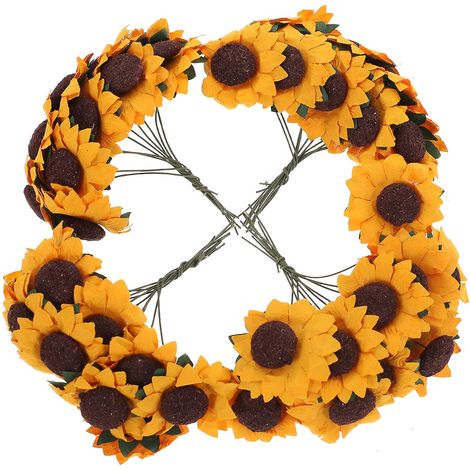 100 mini tournesols artificiels chics en papier pour décoration de mariage et loisirs créatifs (orange)-AquaForge (1/4)