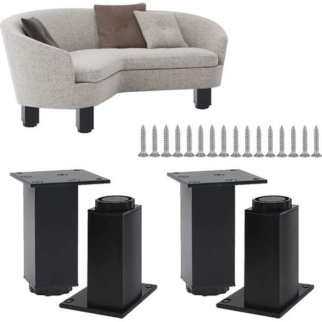 Patas ajustables para muebles, patas para armarios, pies para muebles, patas metálicas para muebles, con 16 tornillos, para mesa de centro, armario, pie de apoyo, sofá, 80 mm (1/5)
