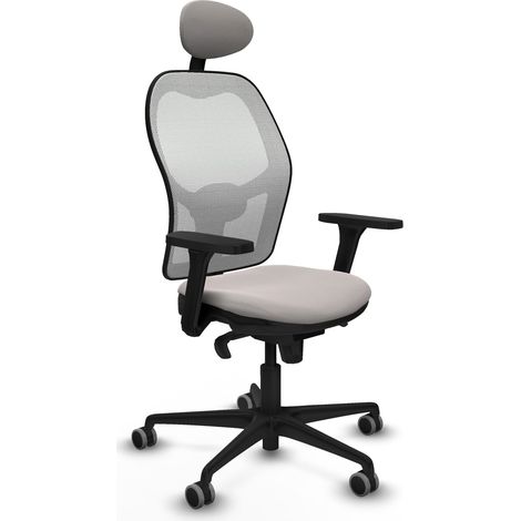 Jorquera sincro malla blanca similpiel blanco brazos 3D base nailon cabecero fijo ruedas 65mm engomada (1/5)