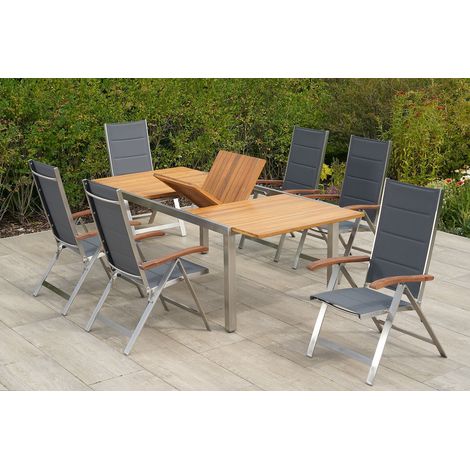 Ferrara Set 7tlg 6 Sessel Tisch 180(240)x100cm