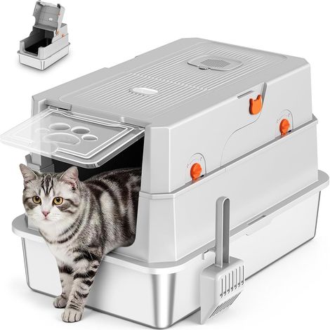 Litière pour chat entièrement fermée (gris, 57 cm (L) x 38 cm (l) x 38 cm (H) (1/5)