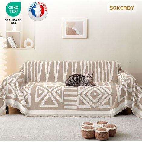 Housse de Canapé - SOKERDY - 2 Places - Kaki - 180x260 cm - Anti Dérapante (1/5)