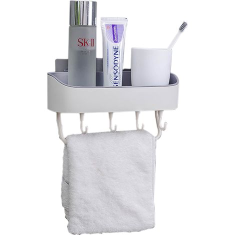 Étagère Adhésive - Salle De Bain - Sans Perçage - Plastique Résistant - Pour Savons Et Produits De Toilette - 1 Pièce (1/5)