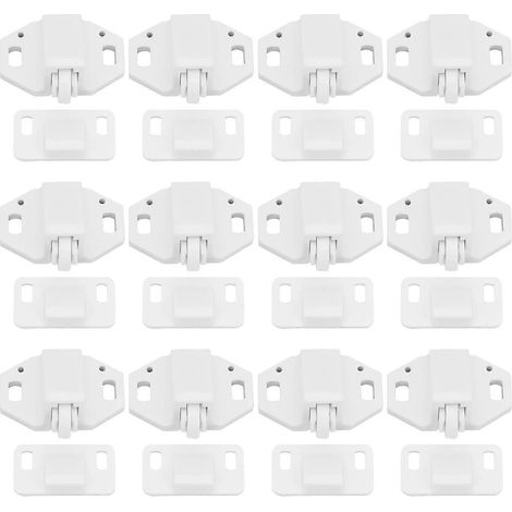 12 Rollenverschlüsse für Schranktüren, Schubladen, Aufbewahrungsschränke und kleine Schranktüren, 35,5 x 26 x 21,5 mm / 29 x 20 x 14,5 mm, Weiß (1/5)