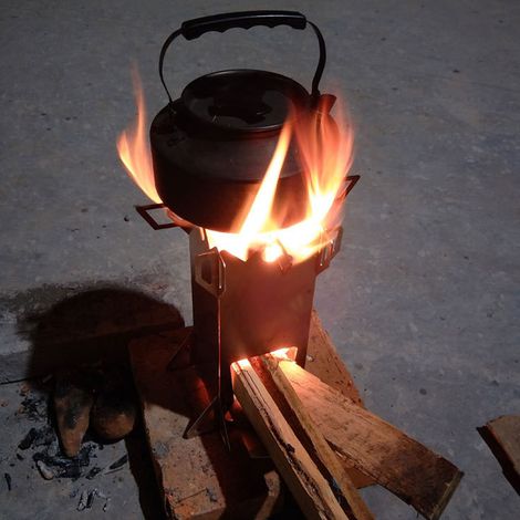 Poêle de Camping Pliable en Acier Inoxydable, Réchaud à Bois Portable pour Randonnée, Pique-nique et Barbecue (1/5)